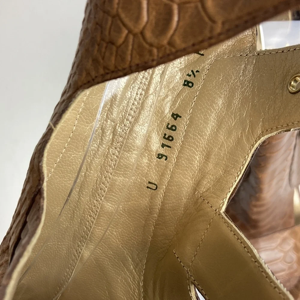 Stuart Weitzman Chunky High Heel Shoes in Toffee Camel Brown Sz 8.5 Maximalist